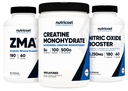 Nutricost Kreatín 500 gramov, Oxid dusnatý 180 kapsúl a ZMA 180 kapsúl Bundle