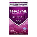 Phazyme Ultimate Strength Anti-Gas 500 mg Simeticone Gas Relief for Adults, Fast Gels Quickly Ease Bloating, Pressure and Discomfort, 20 Count