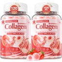 2Pack Hydrolyzovaný bez cukru Kolagén Peptid naplnený Gummy pre ženy a mužov, s 1500mg proteínu typu I,II,III,V,X, 5000mcg Biotín Vitamín C E D3 B6 B12 pre imunitné zadusenie nechty kože, kosti