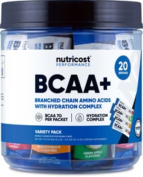 Nutricost BCAA+ Hydratácia Odrodové balenie (20 tyčiniek) - Aminokyseliny s rozvetveným reťazcom s hydratačným komplexom - bez lepidla, bez GMO