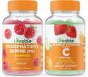 Životaschopný fosfát (PS) + vitamín C 1050mg, Gummies Bundle - veľké ochutnávky, vitamínové doplnky, bez lepidla, bez GMO, žuvacia guma