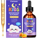 Kids Magnesium Glycinate Liquid Drops, Magnesium for Kids with L-Theanine, Omega-3, Vitamin D3 K2, Zinc for Sleep, Calm, Relaxation, Brain, Bones & Focus, 2 Fl Oz, Orange-Mango Flavor