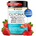 Magnesium Glycinate Gummies with Ashwagandha, L-Theanine - 500mg Magnesium Glycinate, D3, K2, B6, Calcium, Zinc, Potassium Supplement for Muscle, Immune and Bone Support, Chewable Magnesium