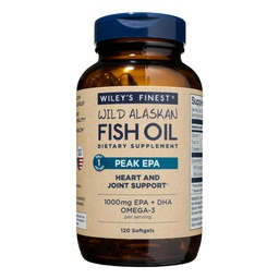 Wiley's Finest Wild Aljašský rybí olej Peak EPA - Triple Strength Peak EPA & DHA Supplement - 1000mg Fish Oil - Omega-3s pre spoločnú podporu zdravia - 120 Softgels (120 Servings)