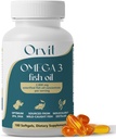 ORVIT Omega 3 Fish Oil Softgel 2000 mg - Ultimate EPA DHA Supplement for Men and Women - Burpless - No Fishy Taste - Unflaved 180 Softgels - Organic, Non GMO - Made in The USA