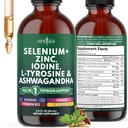 Support Drops - Selenium, Zinok, Iodine, L Tyrosine, Ashwagandha, Turmerica, Schisandra Guggu, Cayenne, Basil - Liquid Supplement Folát Copper Alcohol - Free, Vegan, Non-GMO