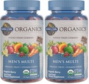 Garden of Life Organics Men's Gummy Vitamins - Berry - Certified Organic,Non-GMO,Vegan,Kosher Complete Multi - Methyl B12,C & D3 - Gluten,Soy & Dairy Free,120 Real Fruit Chew Gummies,(Pack of 2)