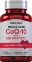 Piping Rock CoQ10 s červenou kyslou ryžou 100 kapsúl s Alpha Lipoic Acid 