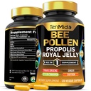Včelí peľ Kapsule doplnok - 7in1 Formula - Kombinácia s Propolis, Royal Jelly, Panax Ginseng, Ceylon škorica, Ginger, a Saffron - Tráviace zdravie, Imunitná podpora - 120 Kapsule
