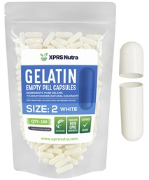 XPRS Nutra Size 2 prázdne kapsule - 100 Počet prázdnych želatíny Kapsule - Tabletky DIY Kapsule plnenie - Pure Bovine Pill Gel Caps pre Do-It-Tvoje vlastné doplnky (biela)