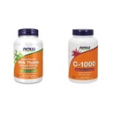 Teraz doplnky, Silymarin Milk Thistle Extract 300 mg s Artičok a púpava & Supplements, Vitamín C-1 000 s Rose HIPS, Trvalé uvoľnenie, Antioxidačná ochrana