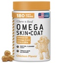 Lososový olej pre psy - 180 Soft Chew Omega Treats for Skin and Coat - Rybí olej zmes esenciálnych mastných kyselín, Omega 3 a 6, Vitamíny, Antioxidanty a minerály - Vyrobené v USA