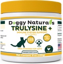 Trulysin Plus L-lyzín pre mačky Imunitná podpora Perorálny prášok 8oz/226g - mačky a mačky všetkých vekových skupín, dýchavičnosť, šikmonosné šikmonosné, vodnaté oči kuracie pečeňové flavor (U.S.A) [226 Grams (900mg / Scoop) ]