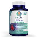CoQ10 - Co-Enzyme Q10-200 mg - Výborná hodnota - 200 Caps - Rýchla absorpcia - Veg. Caps - Non-GMO - Ubichinón - Heart & Cellular Energy & Brain Supplement by Foxxy Doc