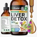 BIO KRAUTER® Pečeň čistí Detox a opravy* - Vegan Liquid Pečeň Podpora s mliekom bodliak, Chanca Piedra, Turmerica, púpava Root & Artičoke 700 mg - 4 Fl.Oz 56-Deň dodávky - Alkohol a bez cukru