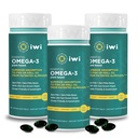 Iwi Omega-3 Essential, 90 Softgels (90 Servings), Plant-Based Algae Omega 3 s EPA + DHA, Mozog, srdce a imunitná podpora Dietary Supplement, Krill & Fish Oil Alternative, No Fishy Aftertaste