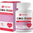 OMOGS CoQ10 200mg Softgels, Coenzým Q10 High Absorbtion Supplements Support Heart Health, Cardiovaskulárne zdravie, Immune System & Cellular Energy Production, Gluten Free, 90 Softgels