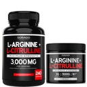 L Arginín L Citrulín (240 g/l) - Pilulka oxidu dusnatého pre vytrvalosť a vytrvalosť a L Arginín L Citrulín Powder (3g) - Powder Oxid dusnatý pre výkon a vytrvalosť - Vegan & USA Made
