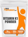 BulkSupplementments.com vitamín K1 prášok - vitamín K1 doplnok pre podporu zdravia kostí a srdca - bez lepidla, 10 mg na porciu, 100g (3,5 oz) (Pack of 1)
