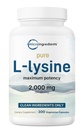 Pure L-Lysine 2,000mg, 300 Veggie Capsules 