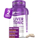 Herbtonics Pečeň čistí Detox & Repair Supplement with Milk Thitle & Artičoke 20-in-1 Pečeň Podpora Formula, Energia & Celkové zdravie 