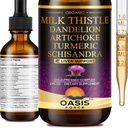 Organické mlieko Thitle extrakt Tekutina pre pečeň čistí Detox a opravy, Silymarin mlieko Thitle kvapky Dodatok s púpavkou a artičoky pre podporu pečene, Vegan, bez alkoholu, 2 FL OZ