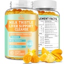 Pečeň Cleanse Detox & Repair 2000 Mg Milk Thitle Gummies - Mango Ananás - s NAC, Glutatión, Dandelion Root, Aloe Vera Leaf, atď, Gluten-Free, 60 Počet