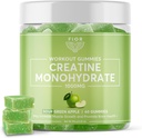 FIOR Creatin Gummy - Najlepšie Kreatín Monohydrát Žuvateľný, 60 Počet, Cvičenie & Doplnok bielkovín, kognitívne vylepšenia, Kyslé zelené jablko chuť, 30 Serviv