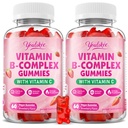 2 balenia vitamín B-komplexné guličky pre ženy a mužov, metyl B12, B1, B2, B3, B5, B6, B7 a B9 - vitamín B komplex s vitamínom C podporuje energiu a imunitnú funkciu, jahodová aróma, 120 gróf