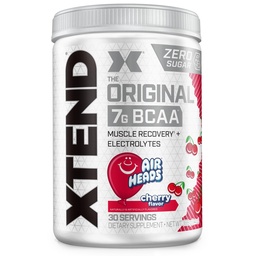Xtend Original BCAA Powder, 7g BCAA a 2,5 g L-glutamine for Muscle Recovery Hydratation and Lean Muscle, Sugar Free Intra and Post Workout Drink with Electrolytes, Cherry Airheads, 30 Servings