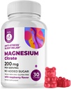 DR. MORITZ Magnézium Citrát Gummy pre dospelých - Bez cukru Pokoj Magnézové Gumičky - Podporuje Kardiovaskulárne zdravie- Malinová príchuť - Non-GMO, 200 mg (30 Počet)