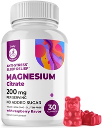 DR. MORITZ Magnézium Citrát Gummy pre dospelých - Bez cukru Pokoj Magnézové Gumičky - Podporuje Kardiovaskulárne zdravie- Malinová príchuť - Non-GMO, 200 mg (30 Počet)