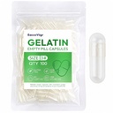 Size 3 Gelatin Empty Capsules - 100 Count Clear Empty Pill Capsules, Fillable Empty Gel Capsule for Homemade Vitamins & Powders, Easy for DIY Supplements