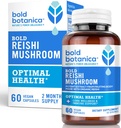 Bold Botanica Reishi Kapsule - 100% Ovocné telo - Koncentrovaný organický extrakt Reishi od Immune Support & Core Wellness - Žiadne Mycelia & No Grain - 60 Vegan Kapsule