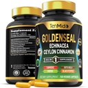 Goldenseal Root Supplement - 7in1 Formula - Kombinácia s Echinacea, Ceylon škorica, Turmerica, Papaya, Gotu Kola & Black Pepper - Digestive Health Support - 150 Kapsule na 5 mesiacov