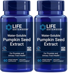 Life Extension Water-Soluble Tekvicové semená extrakt, podporuje prostaty a močových ciest Tract Health, Bladder Health Support, Muži, Ženy, Gluten-free, non-GMO, Vegetarián, 60 Kapsule, (Pack of 2)