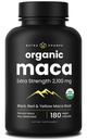 NutraChamps USDA Organic Maca Root Capsules for Women & Men, 2100mg, 180 Capsules, Black, Red & Yellow, Peruvian Maca Peruana, Extra Strength Pure Premium Gelatinized Root Powder Supplement