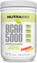 NutraBio BCAA 5000 prášok - Fermentovaný rozvetvený reťazec Aminokyseliny pre rast a zotavenie svalov - prírodné chute, sladidlá, a sfarbenie, Vegan, lepidlo zadarmo - jahodová citróna, 60 slúži