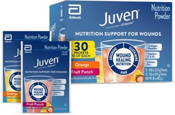 Juven Terapeutické Nutrition Drink prášok vrátane kolagénu Peptidy, Aminokyseliny, a HMB na podporu hojenia rany, balenie odrody: Oranžový a ovocný punch, 30 paketov