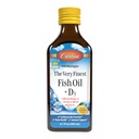 Carlson - Veľmi najjemnejší rybí olej + D3, 1600 mg Omega-3s, 50 mcg (2000 IU) Vitamín D3, tekutý rybí olej a D3 doplnok, Nórsky, Wild Caught, Udržateľne Zdroj, citrón, 200 ml (6,7 Fl Oz)