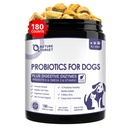 NATURE TARGET Probiotiká pre psy, 6 miliárd JTK, mrazené Sušené psie probiotiká s prebiotikami a enzýmami pre hnačku, plyn, vitamíny a omega 3 pre zdravie pokožky a imunitného systému, úľava alergie, 180 počet