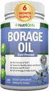 Borage Oil - 1000 mg - 180 Softgels - Cold Pressed High GLA Borage Seed Oil - Hexane a PA zadarmo - Skvelé pre pokožku, vlasy a kosti.
