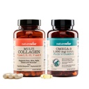 NatureWise [1] Multi Collagen Peptides Pills + Hyaluronic Acid - 90 Capsules[30 Day Supply] + [1] Omega 3 Fish Oil 1000mg + Vitamin E - Wild-Caught - 60 Softgels[30-Day Supply]