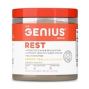The Genius Brand Genius Rest - Supports Sleep, Relaxation & Brain Health with L-Theanine, GABA, Reishi & More - Melatonin-Free Supplement with L-Theanine & L-Glycine - Lemon Tea, 6 oz (30 Servings)