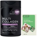 Multi Collagen Complex with Vitamin C & Hyaluronic Acid - 5 Types of Collagen for Hair, Skin, Nails & Joint Support - Non-GMO, Gluten-Free - 180 Count + Exclusive Vitamin Guide