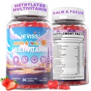 NEVISS Methylated Multivitamin Teen Vitamins Gummies for Boys Girls 12-17 w/Omega-3, Magnesium Glycinate, L-Theanine for Teens Kids Calm & Focus Gummies Supplement, 23-in-1 Formula, Sugar Free, 60 ct