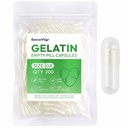 Size 0 Gelatin Empty Capsules - 200 Count Clear Empty Pill Capsules, Fillable Empty Gel Capsule for Homemade Vitamins & Powders, Easy for DIY Supplements