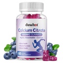 duwhot Calcium Citrate Gummies, Chewable Calcium Citrate 1000mg For Bone, Muscle & Immune Support, High Absorption Calcium Supplements for Women & Men, Kids, Blueberry Flavor, Vegan, Organic, 60 Chews