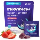 MoonBrew Natural Sleep & Vitamin Gummies for Adults - Melatonin-Free Sleep Aid Gummy with Magnesium (Glycinate & Taurinate), L-Theanine & 8 Essential Vitamins, 17 Real Fruits - Vegan & Gluten-Free