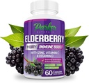 Parker Naturals Organic Elderberry Capsules, 4-Way Immune Boost Elderberries, Vitamíny C, D & Zinc Support, 1260,1 mg Elderberry Supplements for Adults, 60 Kapsule